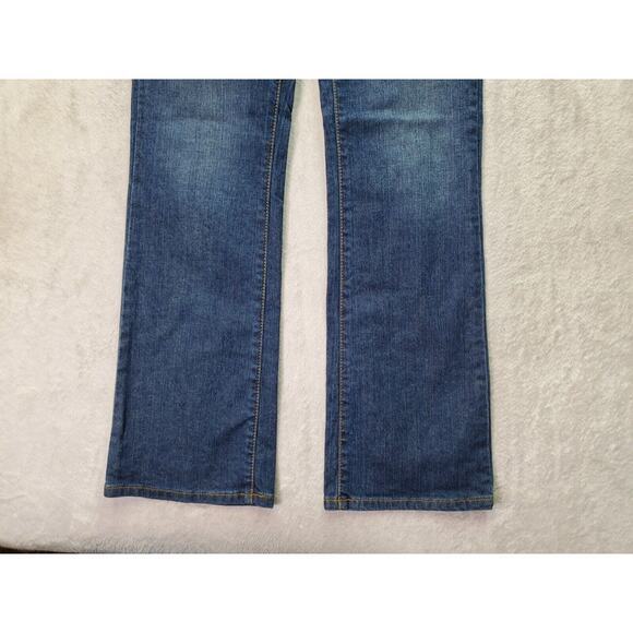 DKNY Bootcut Jeans Womens Petite 2 Dark Blue Denim Pockets Flat Front Mid Rise - Picture 4 of 8